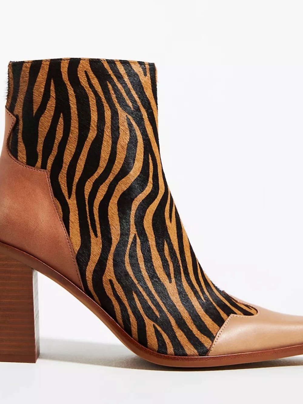 Jeffrey Campbell Tiger-Print Leather Ankle Boot - Brown/Black
